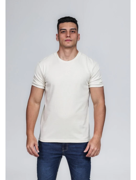 CAMISETA MASCULINA GOLA CARECA 100% ALGODÃO AREIA BARCELONA