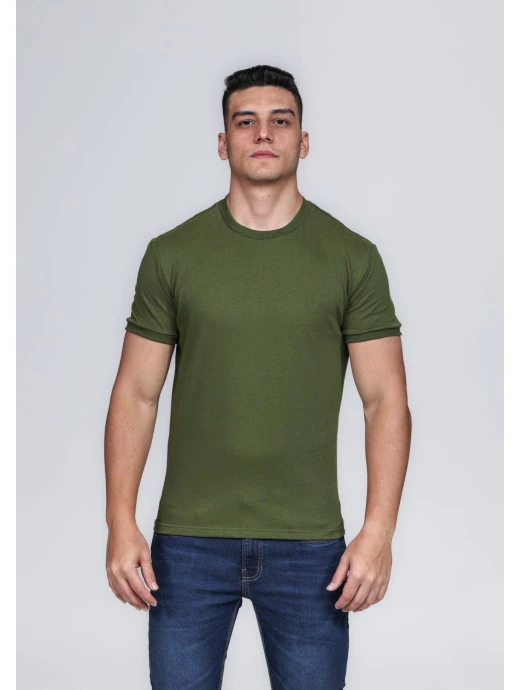 CAMISETA MASCULINA GOLA CARECA 100% ALGODÃO VERDE COMPACT