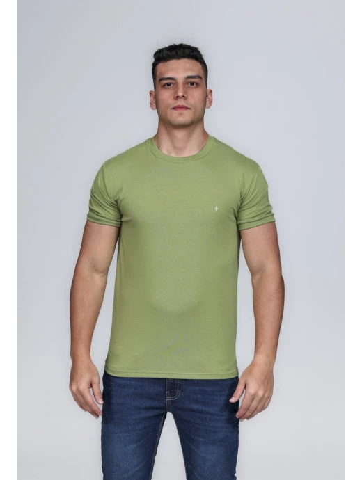 CAMISETA MASCULINA GOLA CARECA 100% ALGODÃO VERDE CONFORT