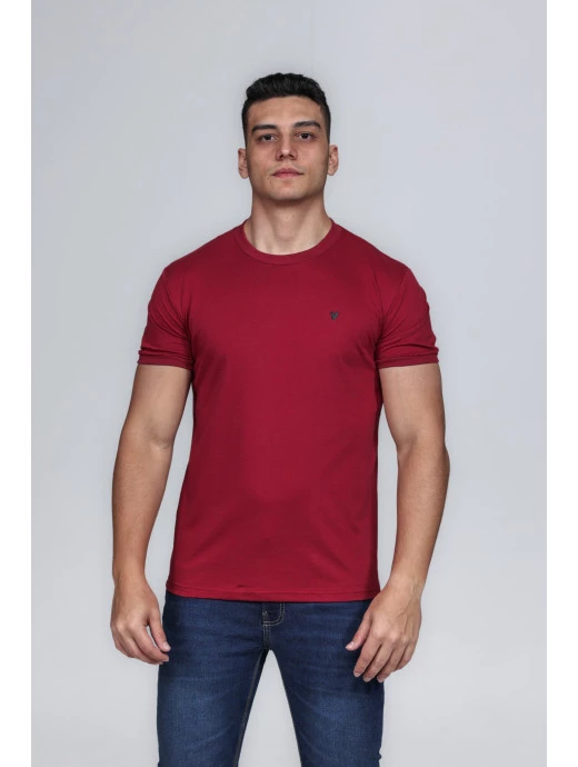 CAMISETA MASCULINA GOLA CARECA ALGODÃO PIMA MARSALA