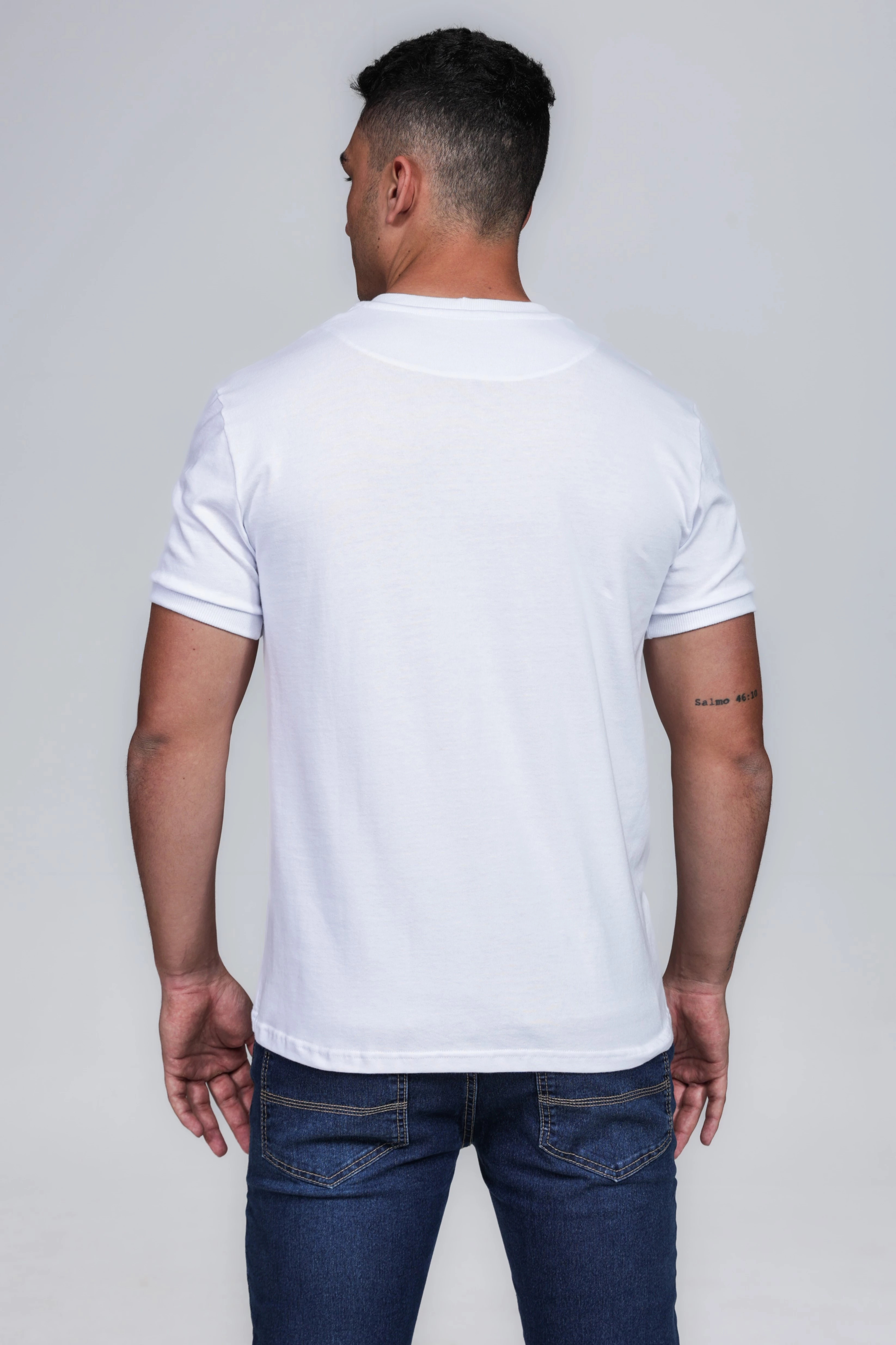 CAMISETA MASCULINA GOLA CARECA 100% ALGODÃO BRANCA COMPACT
