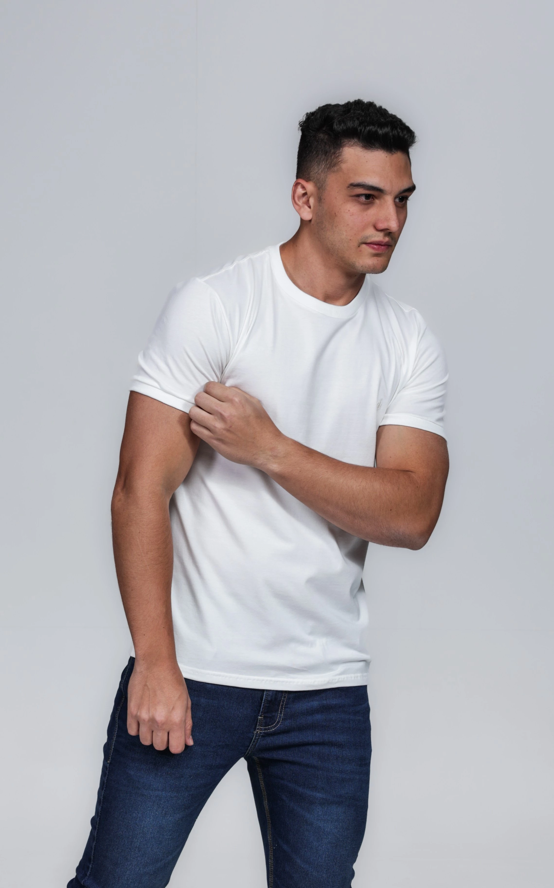 CAMISETA MASCULINA GOLA CARECA 100% ALGODÃO PÉROLA CONFORT