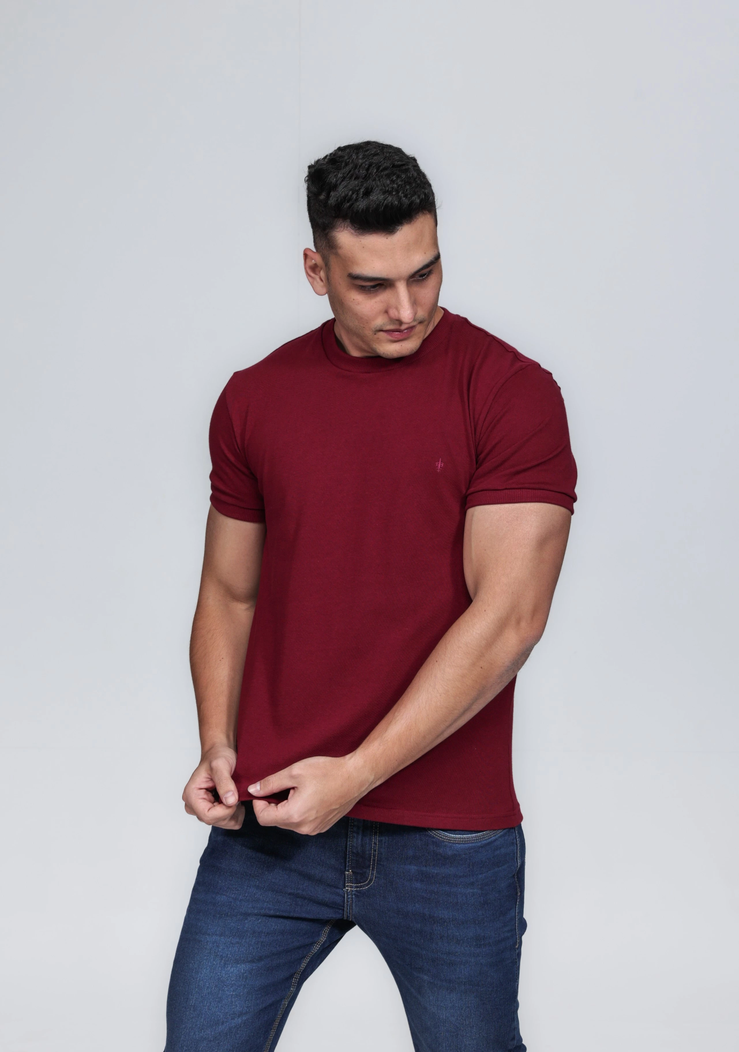CAMISETA MASCULINA GOLA CARECA 100% ALGODÃO MARSALA COMPACT