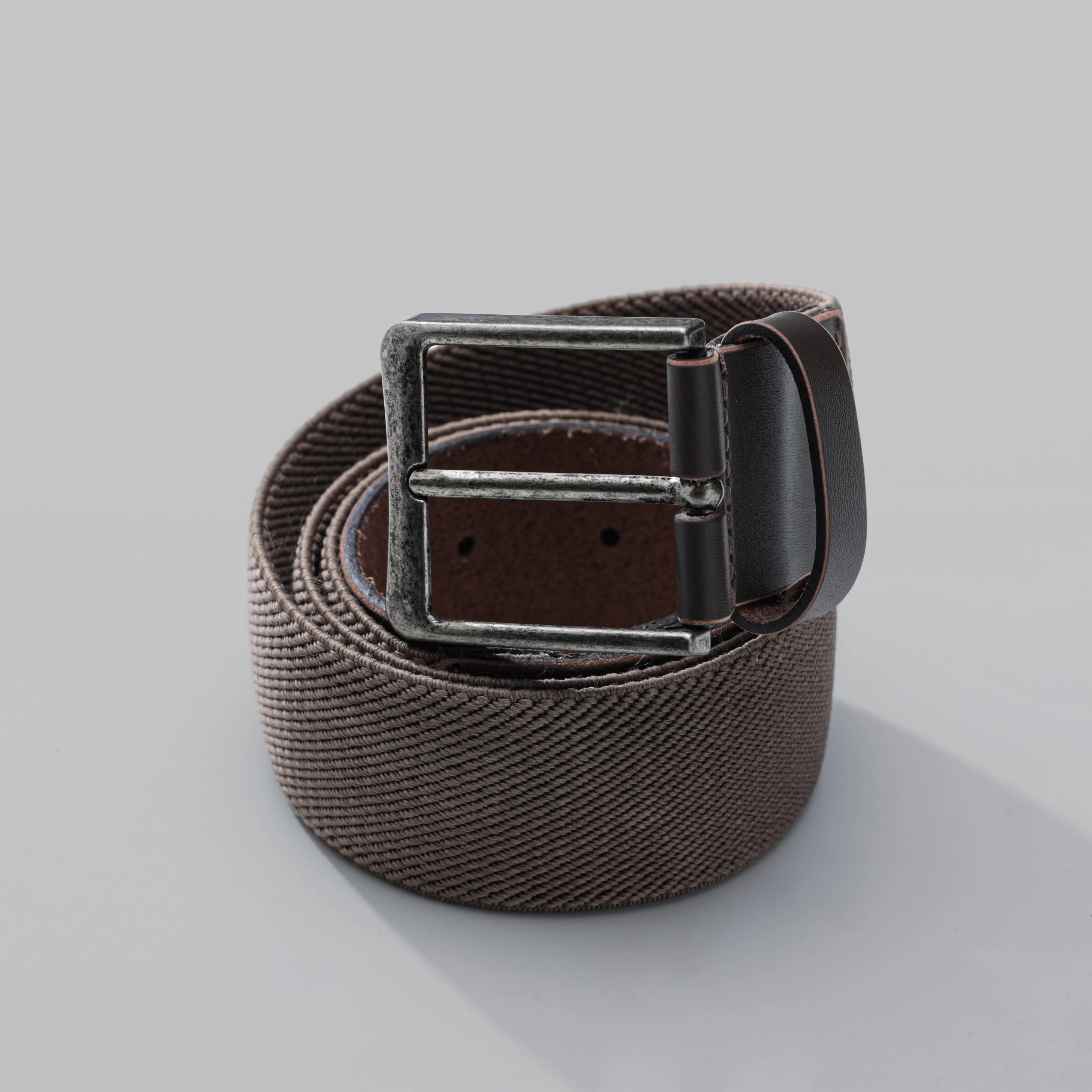 CINTO MASCULINO EM ELÁSTICO E COURO LEGÍTIMO CAFÉ FLEX