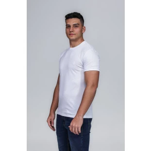 CAMISETA MASCULINA GOLA CARECA ALGODÃO PIMA BRANCA