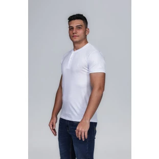 CAMISETA MASCULINA GOLA PORTUGUESA ALGODÃO PIMA BRANCA