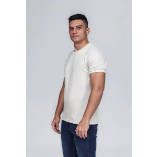 CAMISETA MASCULINA GOLA CARECA 100% ALGODÃO AREIA BARCELONA