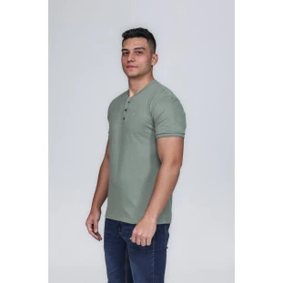 CAMISETA MASCULINA GOLA PORTUGUESA 100% ALGODÃO VERDE