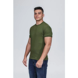 CAMISETA MASCULINA GOLA CARECA 100% ALGODÃO VERDE COMPACT