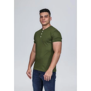 CAMISETA MASCULINA GOLA PORTUGUESA ALGODÃO PIMA VERDE