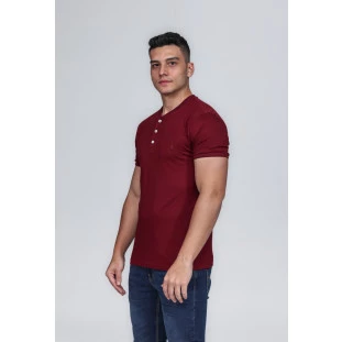 CAMISETA MASCULINA GOLA PORTUGUESA ALGODÃO PIMA MARSALA