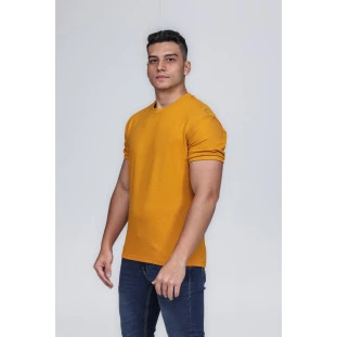 CAMISETA MASCULINA GOLA CARECA 100% ALGODÃO CARAMELO BARCELONA