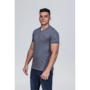 CAMISETA MASCULINA GOLA PORTUGUESA ALGODÃO PIMA CHUMBO