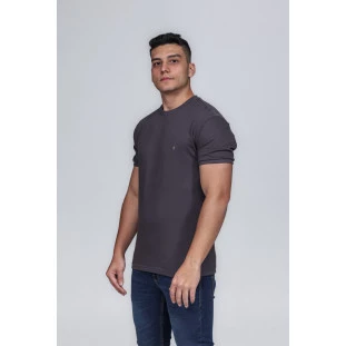 CAMISETA MASCULINA GOLA CARECA 100% ALGODÃO CHUMBO COMPACT