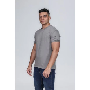CAMISETA MASCULINA GOLA CARECA 100% ALGODÃO CINZA BARCELONA