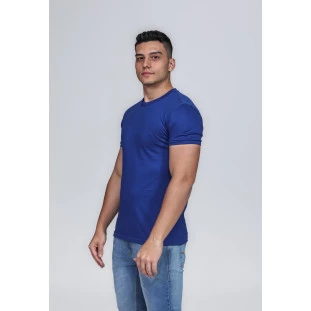 CAMISETA MASCULINA GOLA CARECA ALGODÃO PIMA AZUL ROYAL 