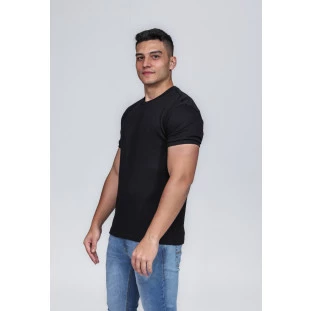 CAMISETA MASCULINA GOLA CARECA 100% ALGODÃO PRETA BARCELONA