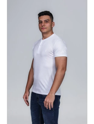 CAMISETA MASCULINA GOLA PORTUGUESA ALGODÃO PIMA BRANCA