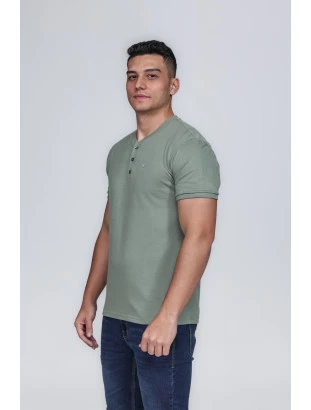 CAMISETA MASCULINA GOLA PORTUGUESA 100% ALGODÃO VERDE