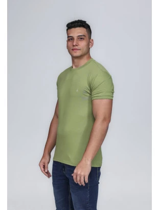 CAMISETA MASCULINA GOLA CARECA 100% ALGODÃO VERDE CONFORT
