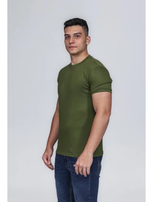 CAMISETA MASCULINA GOLA CARECA ALGODÃO PIMA VERDE