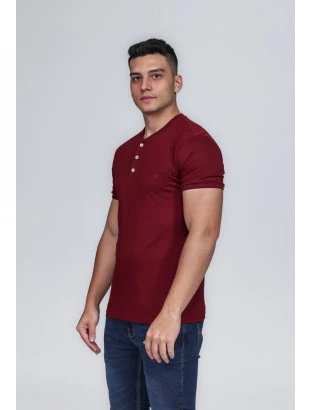CAMISETA MASCULINA GOLA PORTUGUESA ALGODÃO PIMA MARSALA