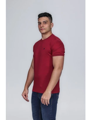 CAMISETA MASCULINA GOLA CARECA ALGODÃO PIMA MARSALA