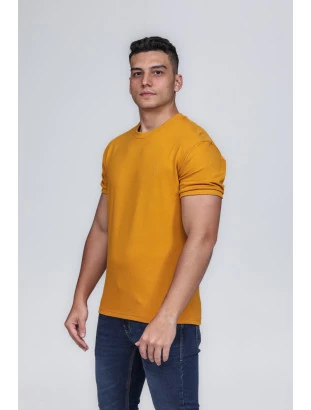 CAMISETA MASCULINA GOLA CARECA 100% ALGODÃO CARAMELO BARCELONA