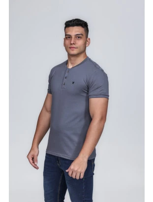 CAMISETA MASCULINA GOLA PORTUGUESA ALGODÃO PIMA CHUMBO