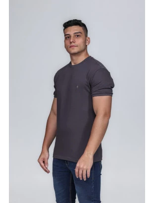 CAMISETA MASCULINA GOLA CARECA 100% ALGODÃO CHUMBO COMPACT