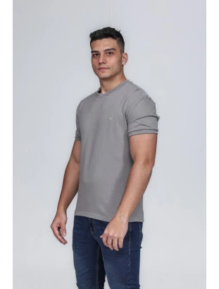 CAMISETA MASCULINA GOLA CARECA 100% ALGODÃO CINZA BARCELONA