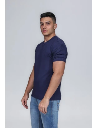 CAMISETA MASCULINA GOLA CARECA 100% ALGODÃO AZUL MARINHO CONFORT
