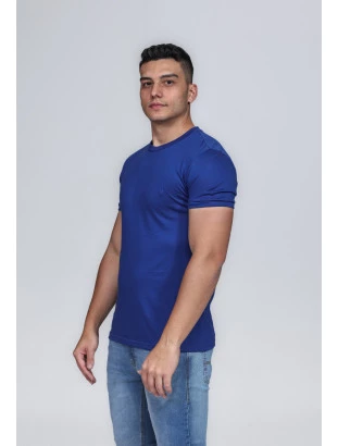 CAMISETA MASCULINA GOLA CARECA ALGODÃO PIMA AZUL ROYAL 