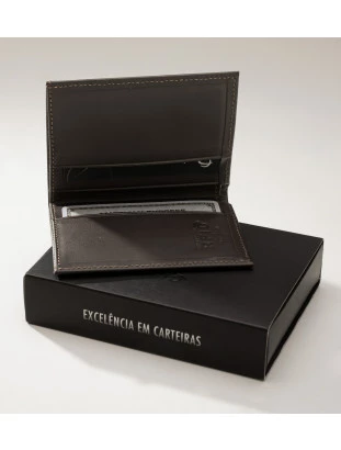 CARTEIRA MASCULINA ANTIFURTO EM COURO LEGÍTIMO CHOCOLATE CAPRI