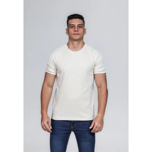 CAMISETA MASCULINA GOLA CARECA 100% ALGODÃO AREIA BARCELONA
