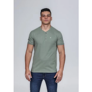 CAMISETA MASCULINA GOLA PORTUGUESA 100% ALGODÃO VERDE