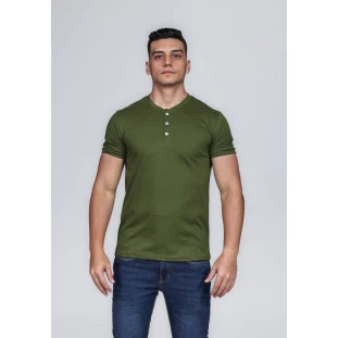 CAMISETA MASCULINA GOLA PORTUGUESA ALGODÃO PIMA VERDE