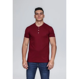 CAMISETA MASCULINA GOLA PORTUGUESA ALGODÃO PIMA MARSALA