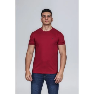 CAMISETA MASCULINA GOLA CARECA ALGODÃO PIMA MARSALA