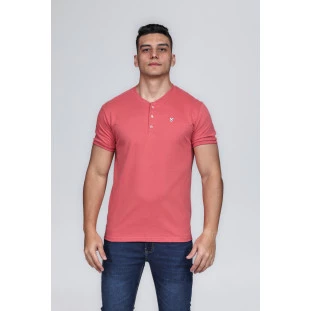 CAMISETA MASCULINA GOLA PORTUGUESA 100% ALGODÃO GOIABA