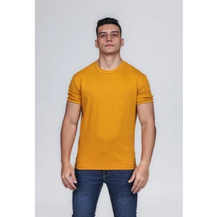 CAMISETA MASCULINA GOLA CARECA 100% ALGODÃO CARAMELO BARCELONA