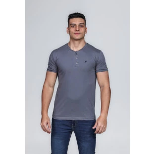 CAMISETA MASCULINA GOLA PORTUGUESA ALGODÃO PIMA CHUMBO