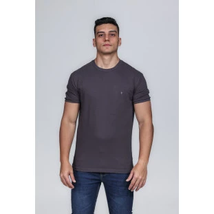CAMISETA MASCULINA GOLA CARECA 100% ALGODÃO CHUMBO COMPACT