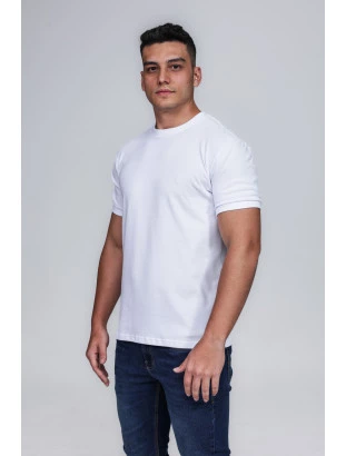 CAMISETA MASCULINA GOLA CARECA 100% ALGODÃO BRANCA COMPACT