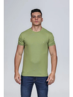 CAMISETA MASCULINA GOLA CARECA 100% ALGODÃO VERDE CONFORT