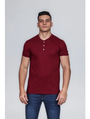 CAMISETA MASCULINA GOLA PORTUGUESA ALGODÃO PIMA MARSALA