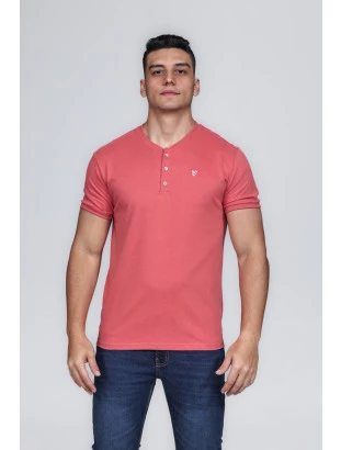 CAMISETA MASCULINA GOLA PORTUGUESA 100% ALGODÃO GOIABA