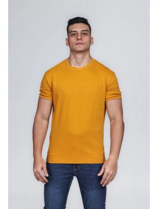 CAMISETA MASCULINA GOLA CARECA 100% ALGODÃO CARAMELO BARCELONA