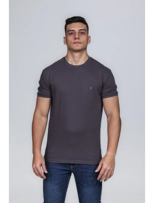 CAMISETA MASCULINA GOLA CARECA 100% ALGODÃO CHUMBO COMPACT