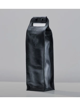 PORTA VINHO EM COURO LEGÍTIMO CHUMBO ITALY